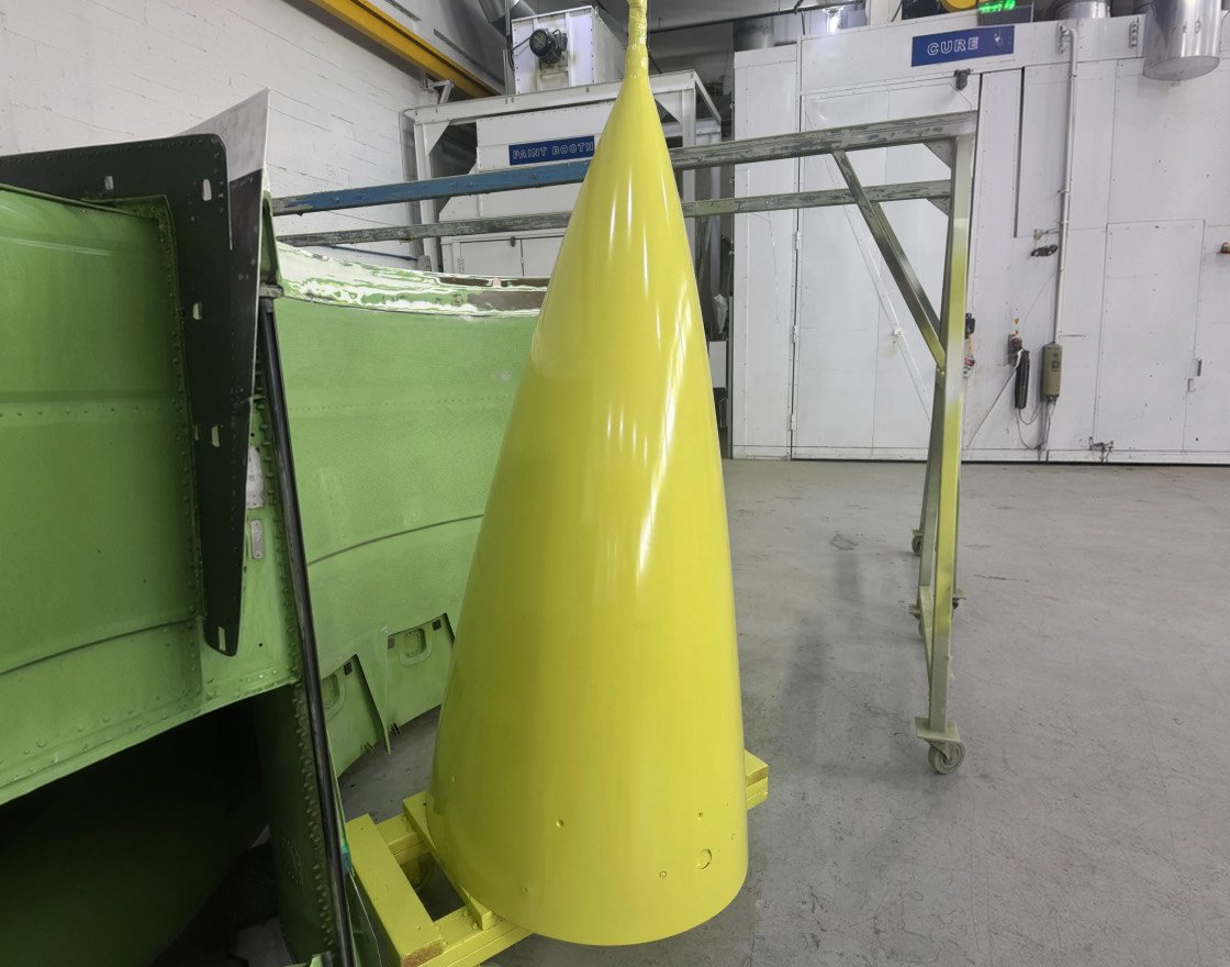 Engine spinner in the paint shop